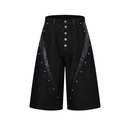Python Pattern Rivet Denim Half Pants WN25746