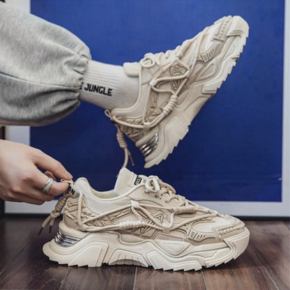 Layered Panel Chunky Lace-Up Sneakers WN23359