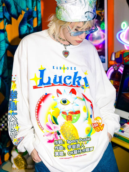 Oversize Letter Print Long Sleeve T-Shirt WN22242
