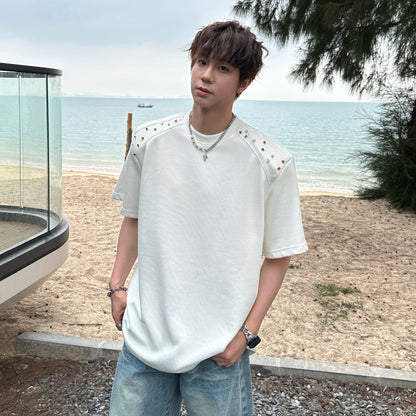 Rivet Heavyweight Shoulder-pad Oversize Short Sleeve T-Shirt WN25221