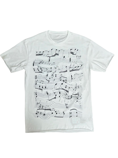 Musical Note Print Pure Cotton Short Sleeve T-Shirt WN8167