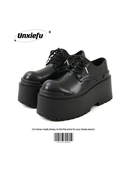 Runway Chunky Sole Platform Leather Derby Shoes WN20784