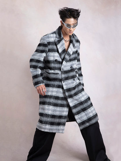 Heavyweight Plaid Over-Knee Coat WN9278