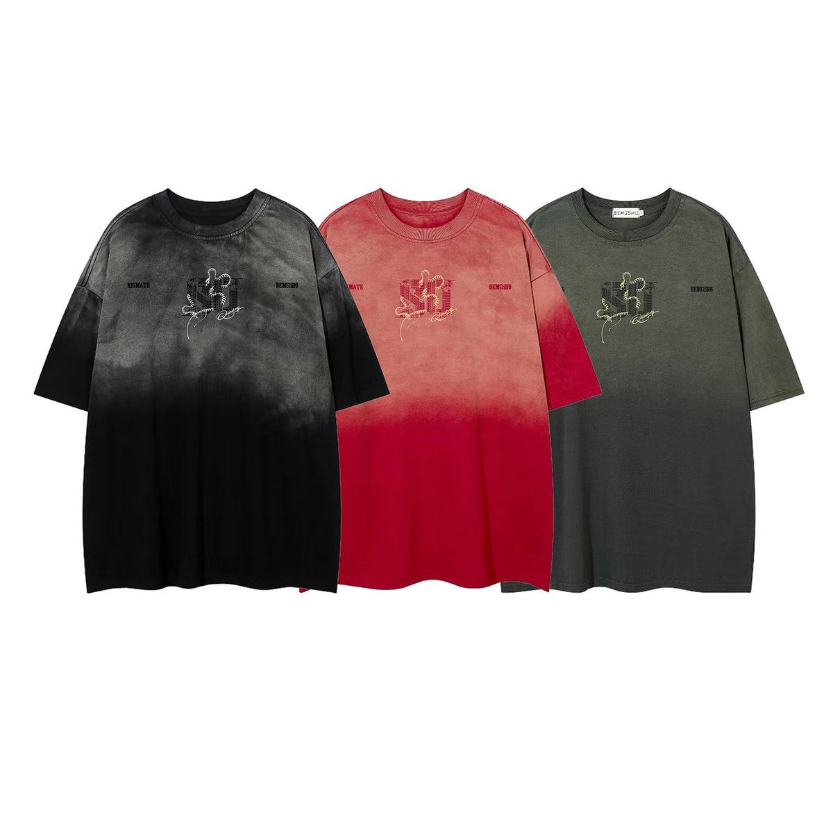 Gradient Embroidery Letter Short Sleeve T-Shirt WN26940