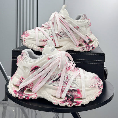 Paint Splash Rope Lace Chunky Sole Sneakers WN24627