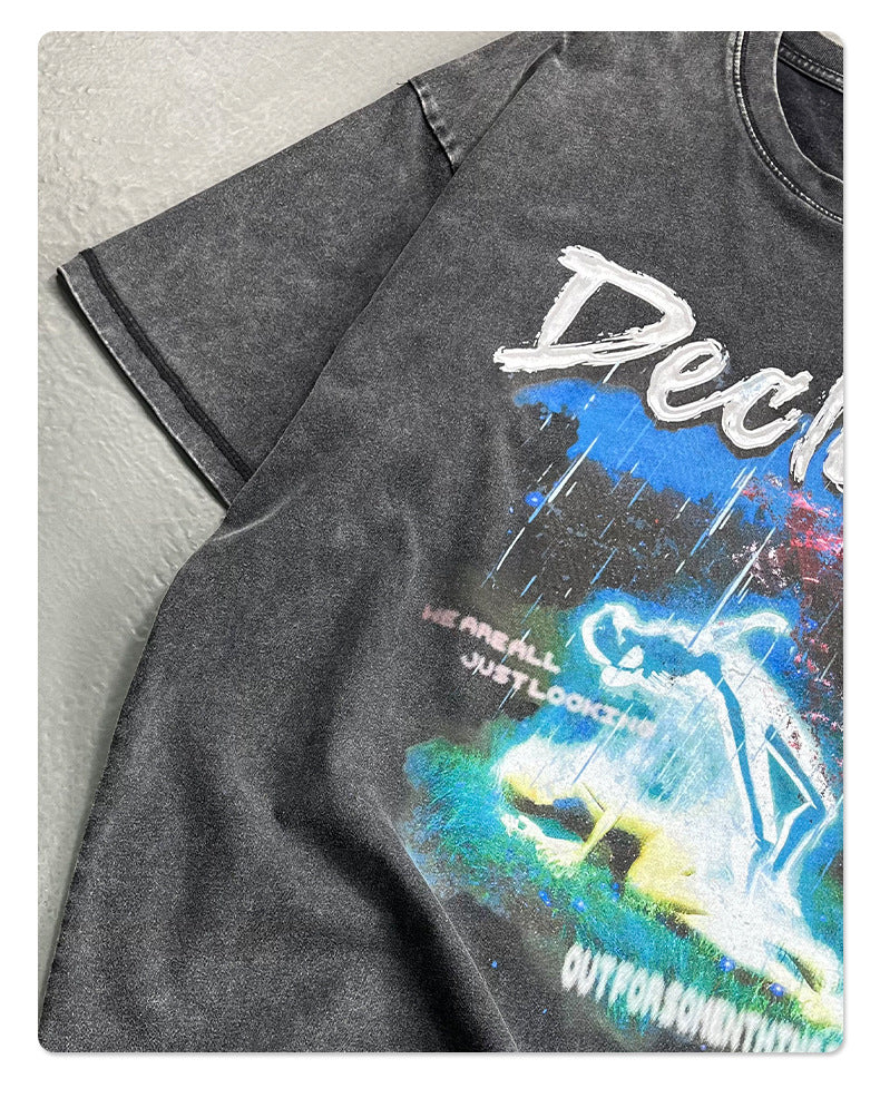Washed Graphic Print Oversize Short Sleeve T-Shirt WN16247