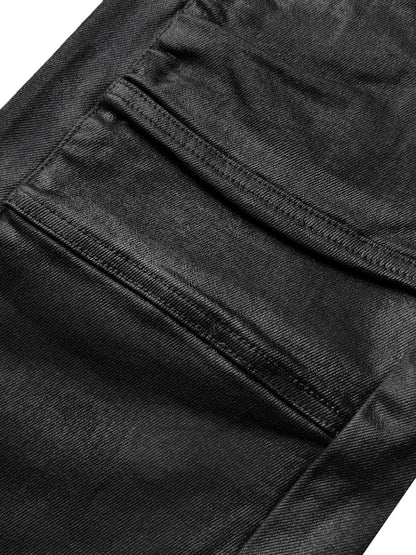 Wax Finish Hand-Paint Coating Deconstruction Denim Jeans WN27071