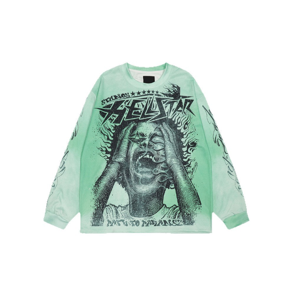 Artwork Face Graphic Long Sleeve T-Shirt WN26469