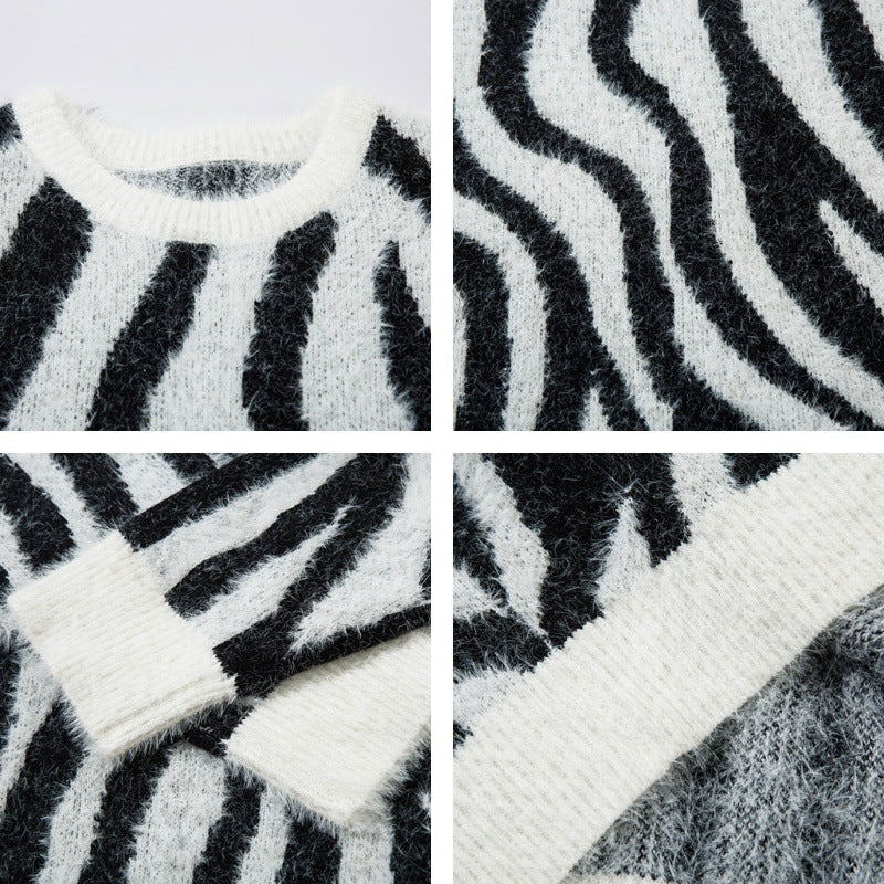 Zebra Print Oversize Knit Sweater WN11414