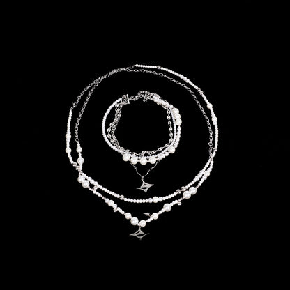Metal Silver Decoration Pearl Necklace WN6830