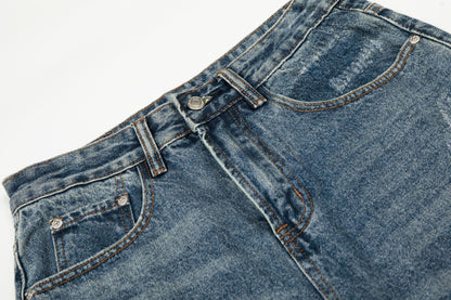 Paint Splatter Curved Denim Jeans WN26128