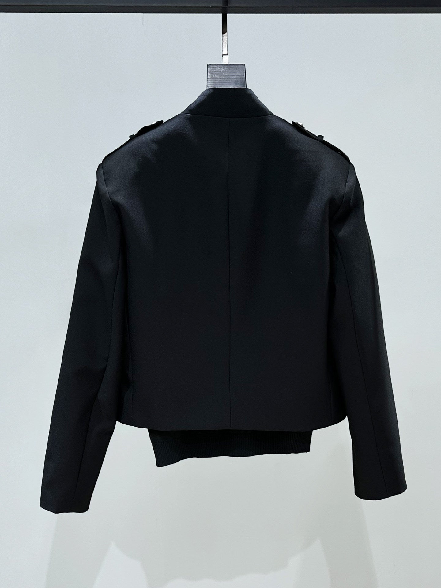 Standing-Collar Metal Button Short Tailored Jacket & Trousers Setup WN23910