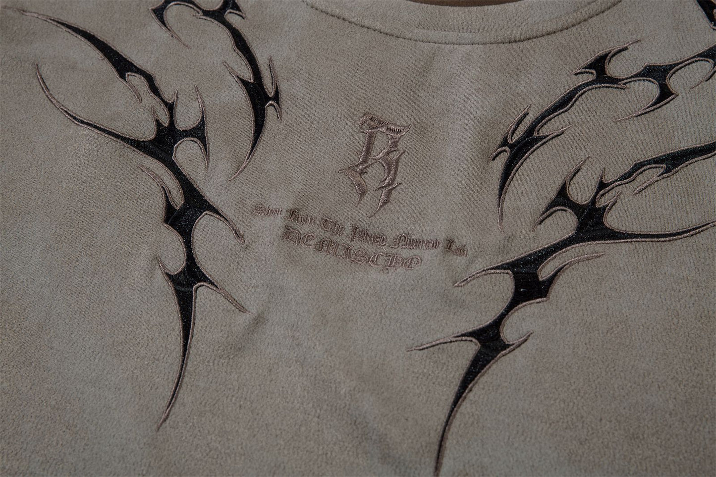 3D Embroidery Suede Oversize Short Sleeve T-Shirt WN15082