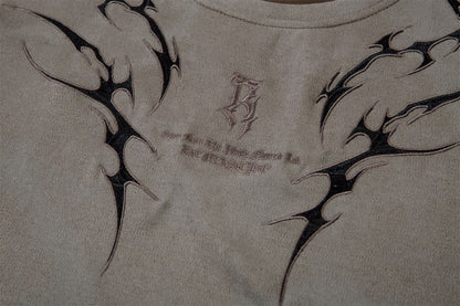 3D Embroidery Suede Oversize Short Sleeve T-Shirt WN15082