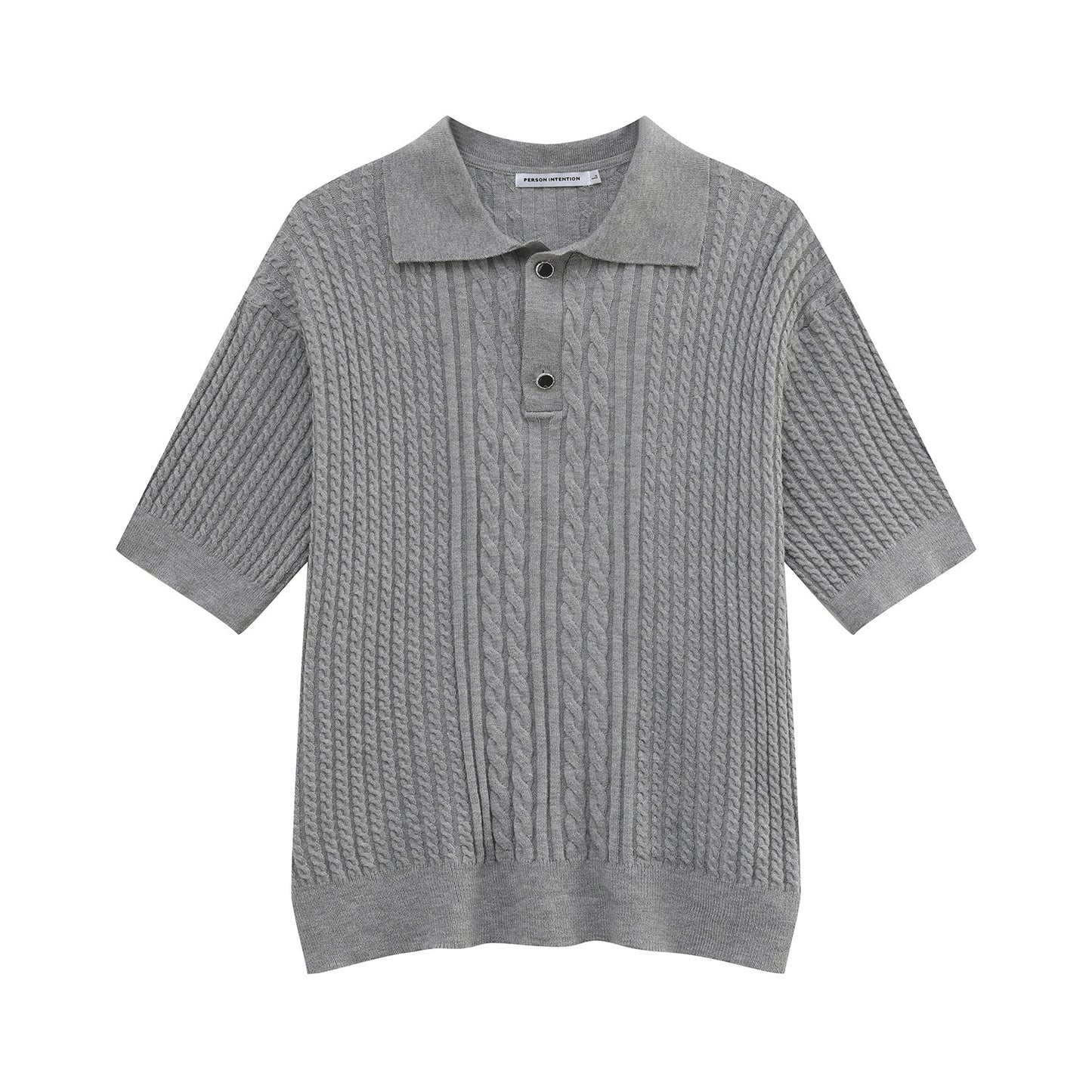 Cable Knit Short Sleeve Polo Shirt WN24966