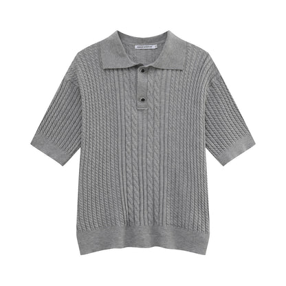 Cable Knit Short Sleeve Polo Shirt WN24966