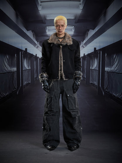 Fur Collar Metal Buckle Snap Button Oversize Puffer Jacket WN22850