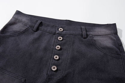 Denim Graffiti Damage Wide Leg Half Pants WN25658