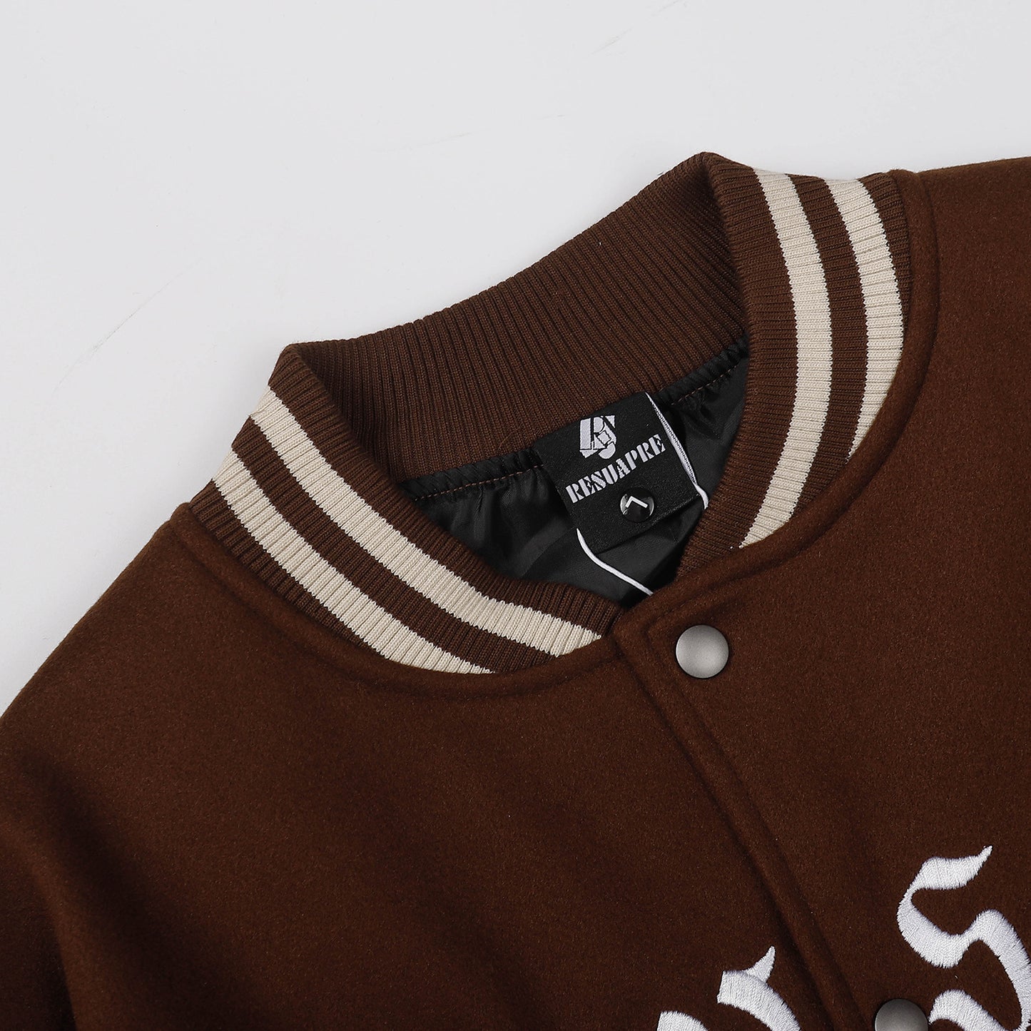 Letter Embroidery PU Leather Patchwork Baseball Jacket WN11573