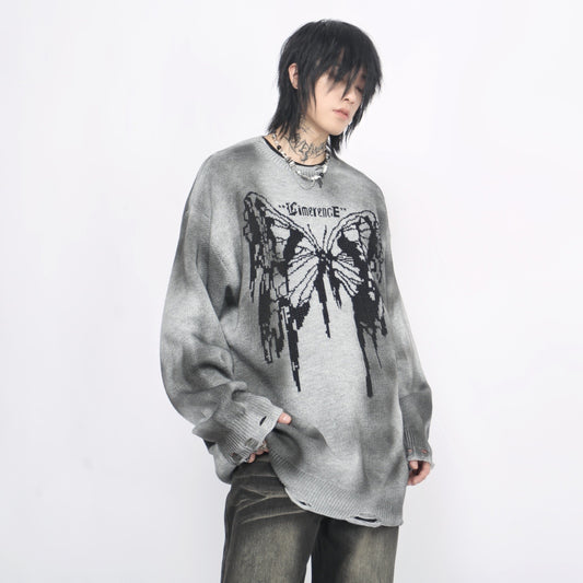 Heavyweight Hem Ripped Knit Sweater WN8400