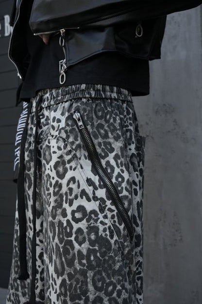 Leopard Studs Chain Detail Wide Leg Cargo Pants WN28012