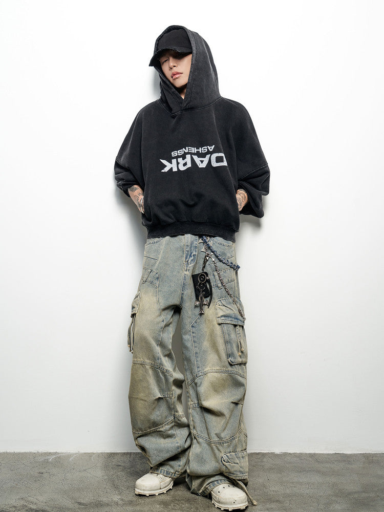 Inverted Letter Print Cropped Hoodie WN22962