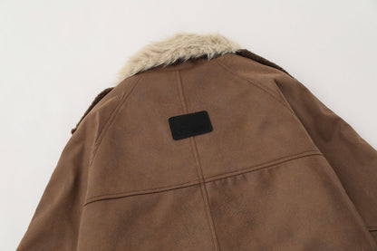 Suede Fleece Lining Furry Jacket WN10993