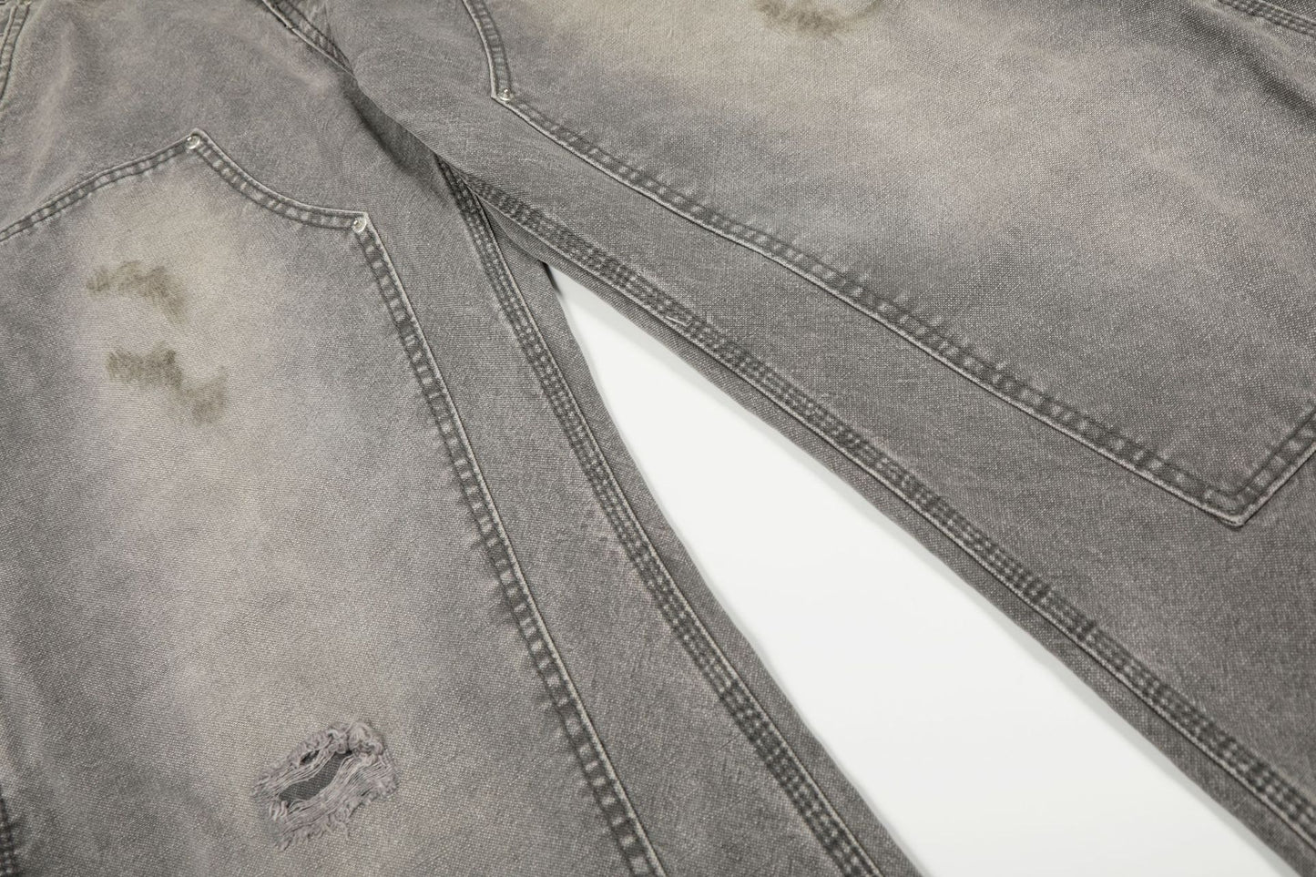 Deconstruction Damage Wide Leg Denim Jeans WN25818