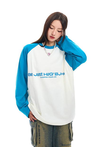 Letter Print Oversize Raglan Long Sleeve T-Shirt WN9725