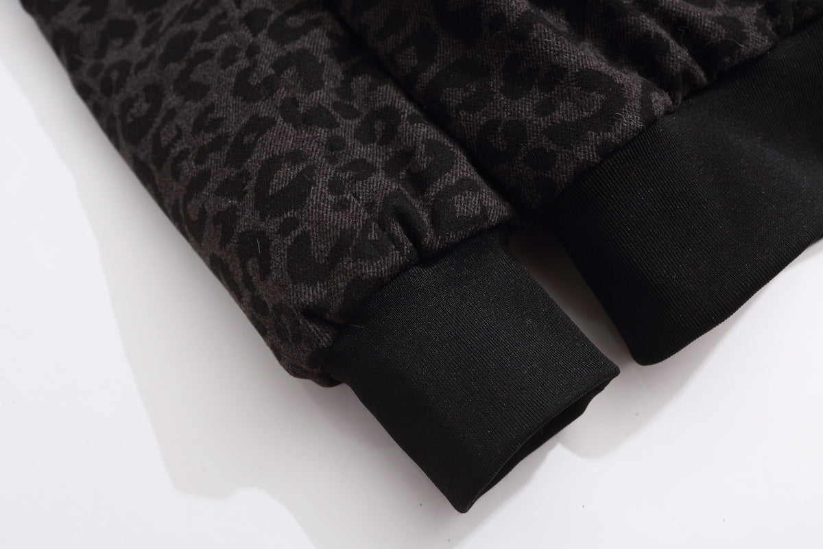 Leopard Print Fake Fur Trim Hooded Oversize Puffer Jacket WN27919