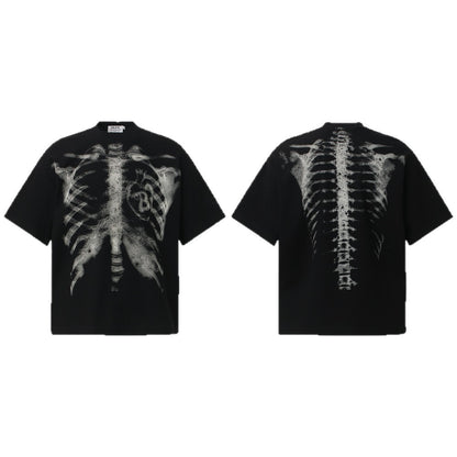 Heavyweight Waffle Washed X-Ray Skeleton Print Short Sleeve T-Shirt WN26542