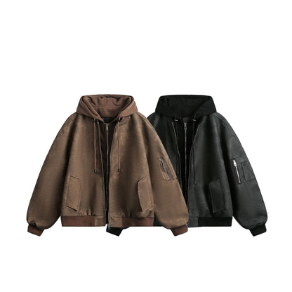 Heavy-Duty Simple Zipper Hooded Jacket WN13001