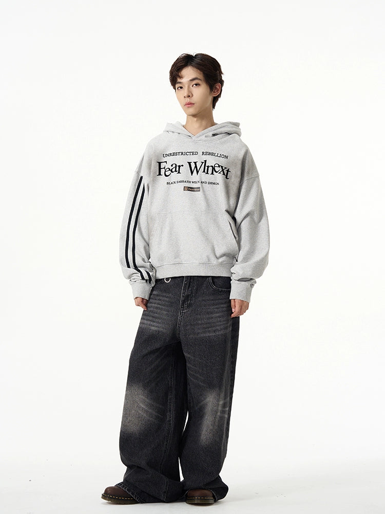 Oversize Washed Letter Printe Hoodie WN7689