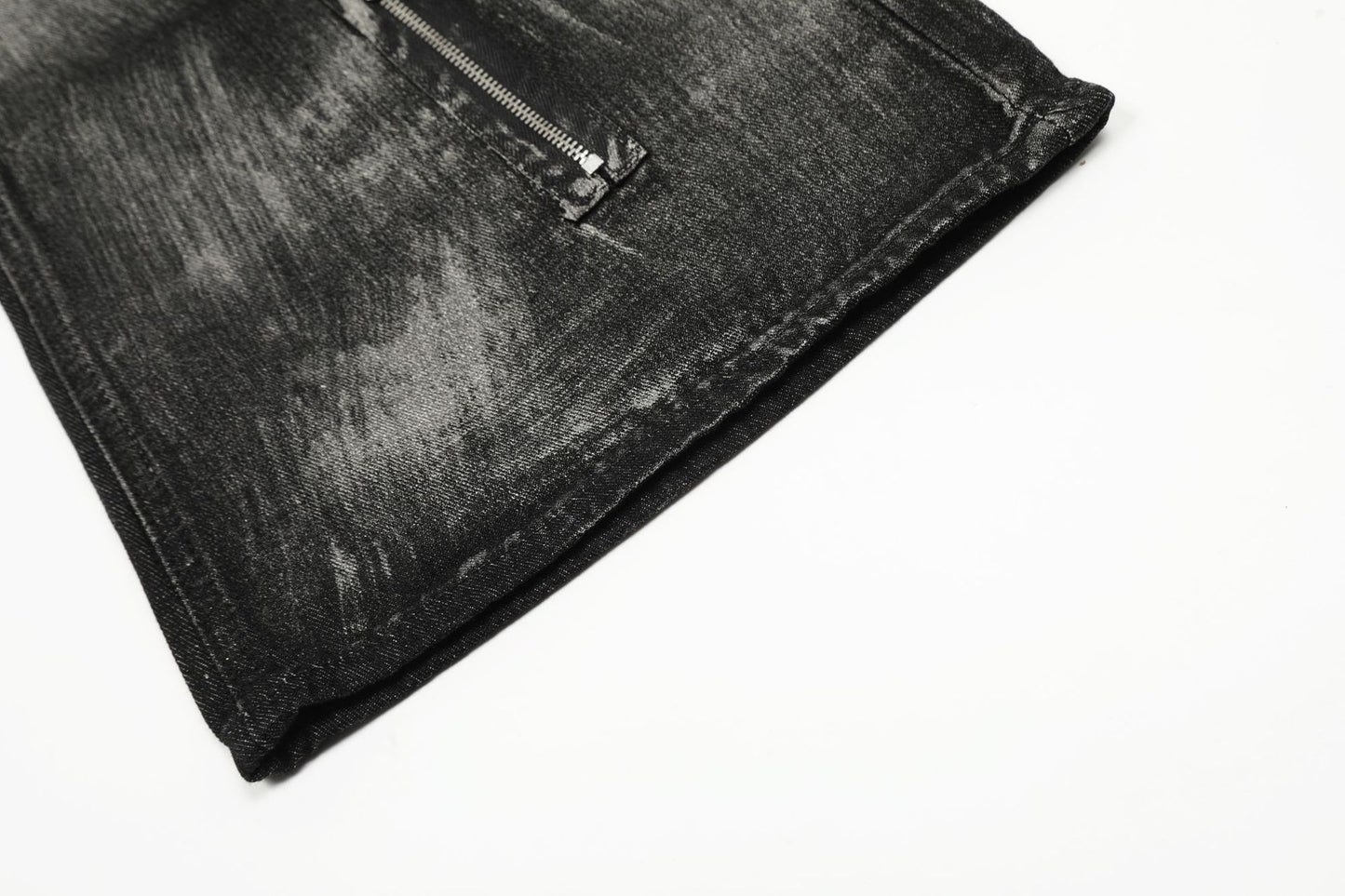 Paint Brush Zipper Design Micro Flare Denim Jeans WN16171