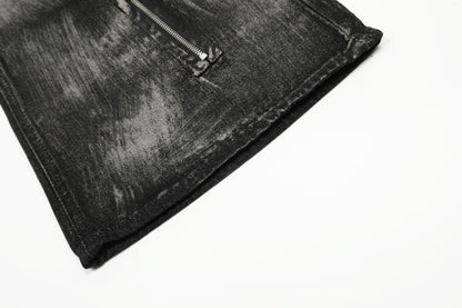 Paint Brush Zipper Design Micro Flare Denim Jeans WN16171