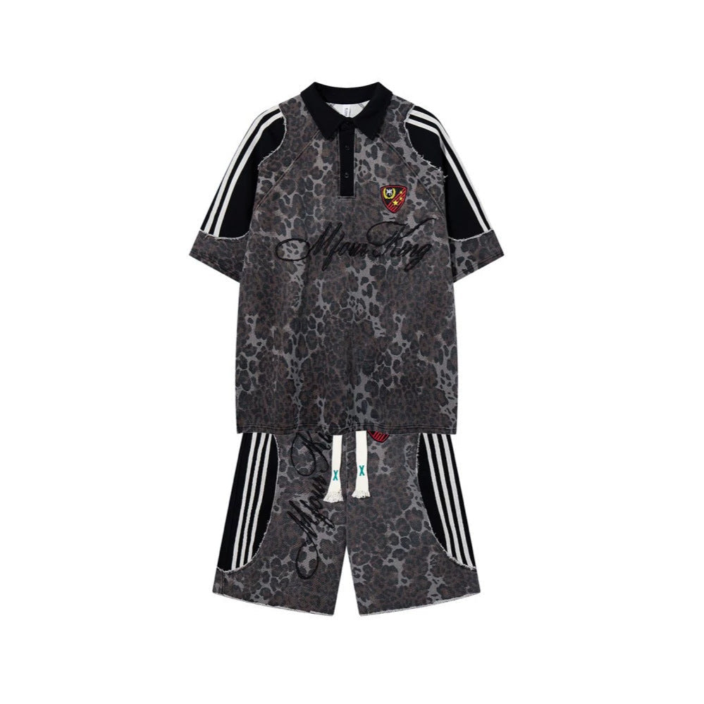 Leopard Embroidery Polo Shirt & Short Pants Setup WN27909