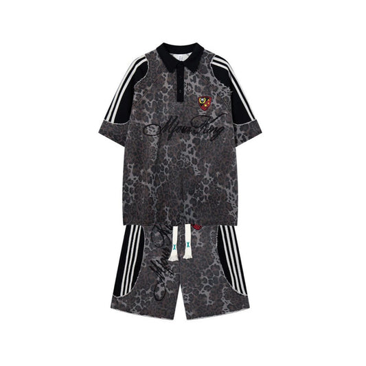Leopard Embroidery Polo Shirt & Short Pants Setup WN27909