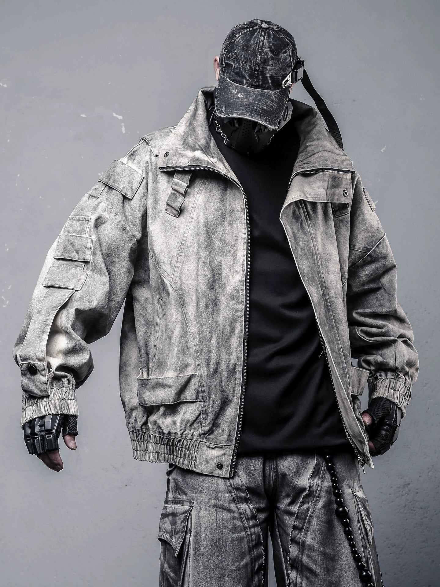 Damage Mix Wash Stand Neck Jacket WN22411