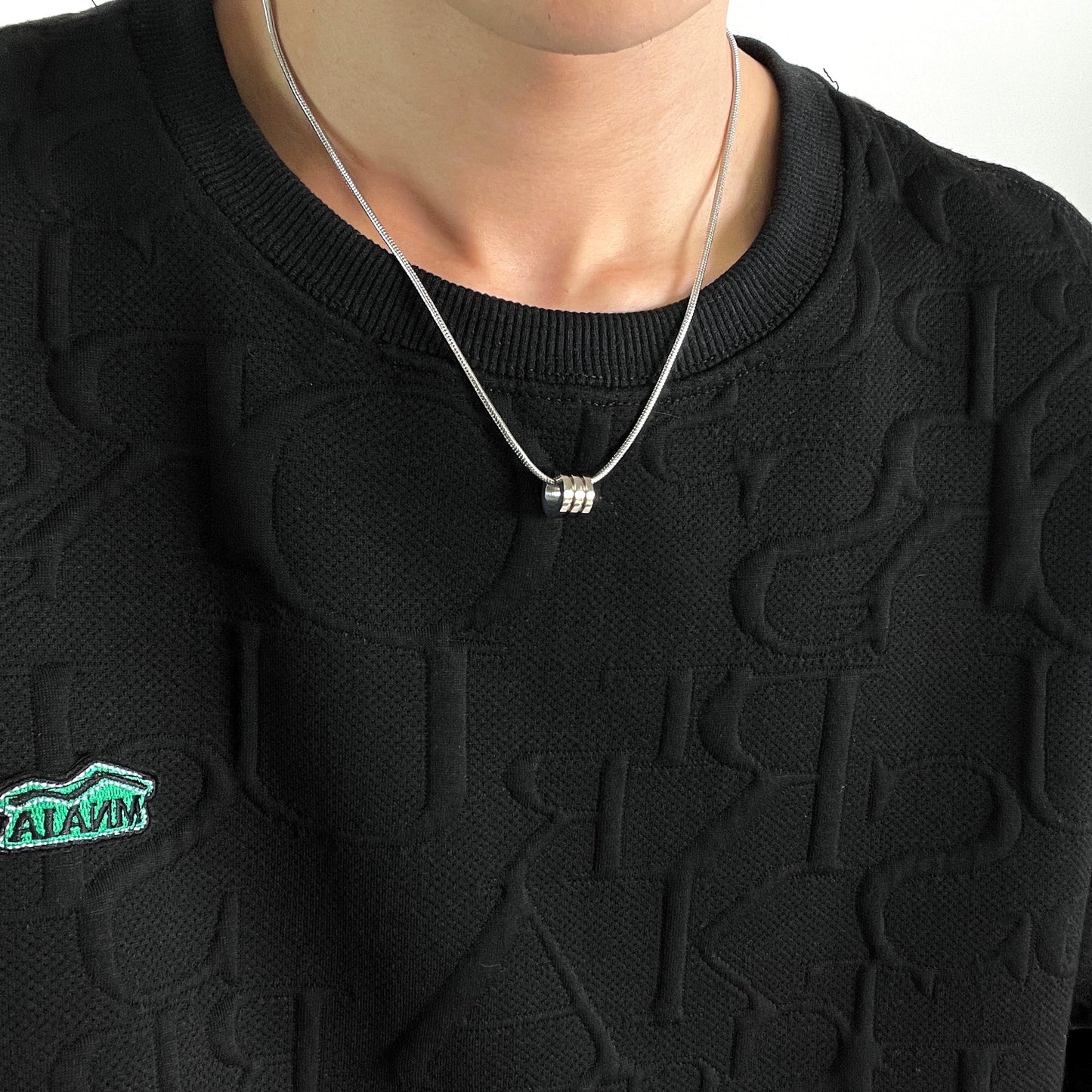 Cylinder Pendant Snake Bone Titanium Steel Necklace WN19241