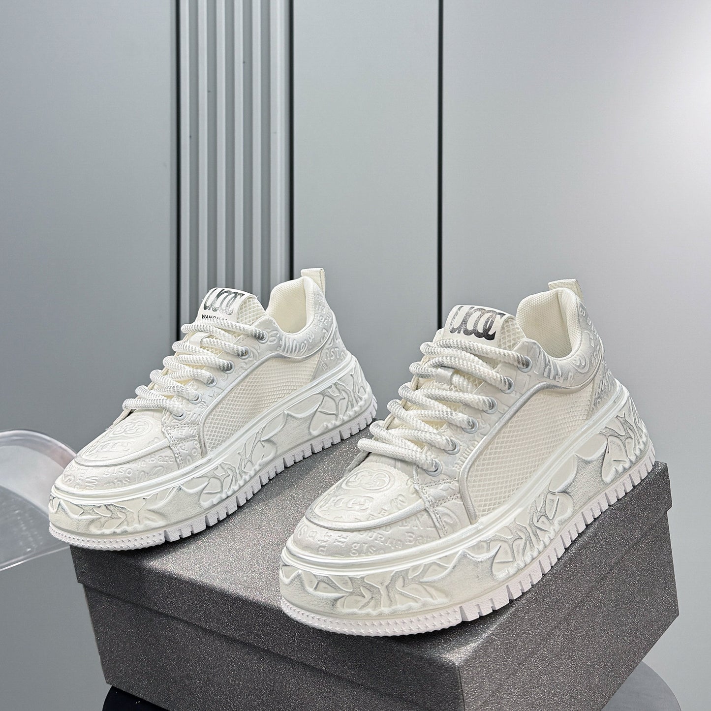 Thick-Soled Lace Mesh Sneakers WN24803