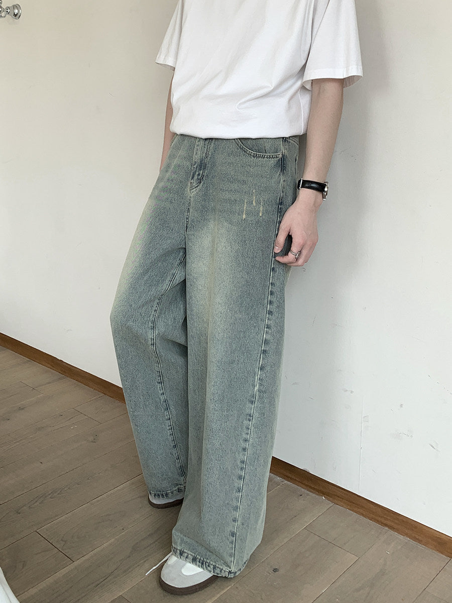 Washed Wide Leg Denim Jeans WN24980