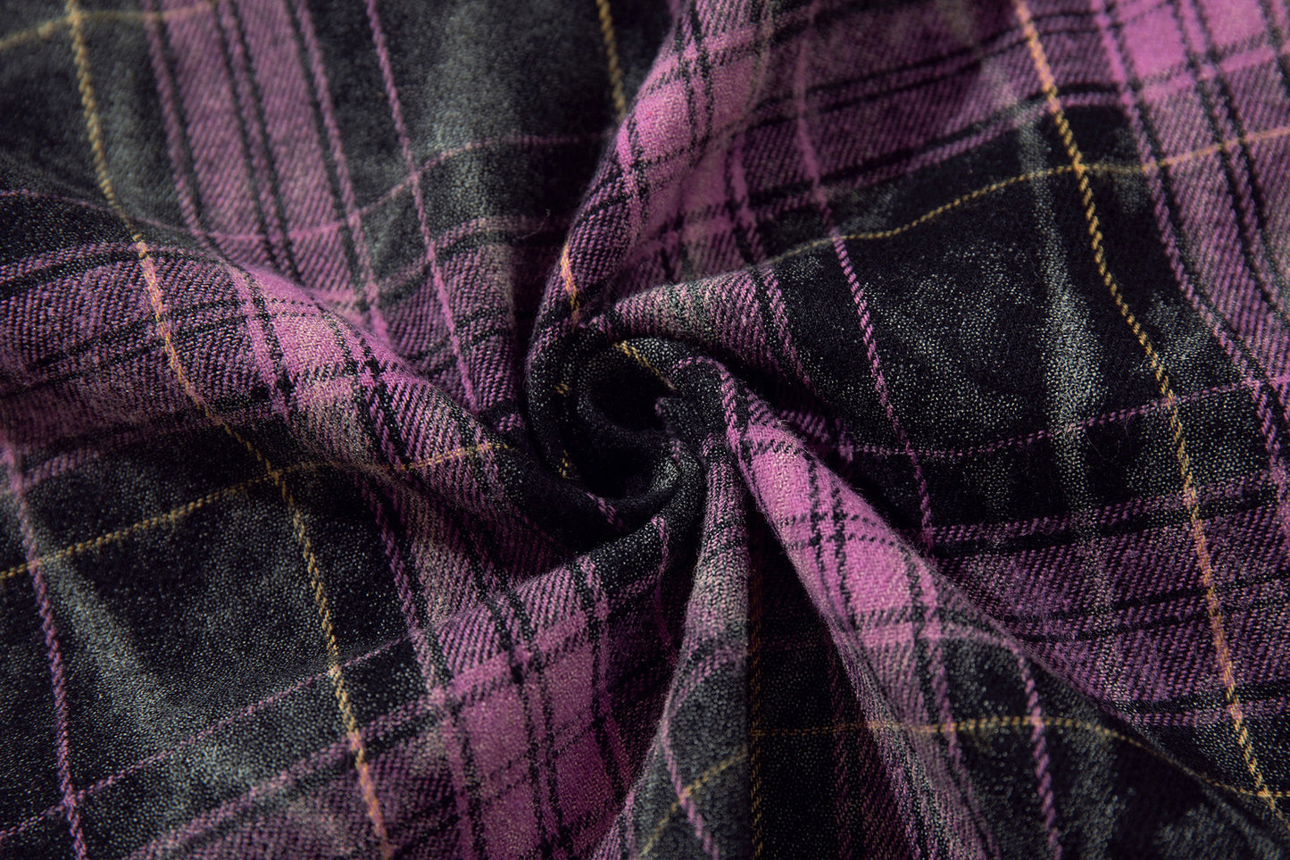 Washed Tie-Dye Plaid Short Sleeve Shirt WN25748