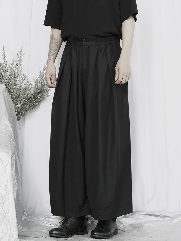 Color Black Wide Leg Cropped Trousers WN20151