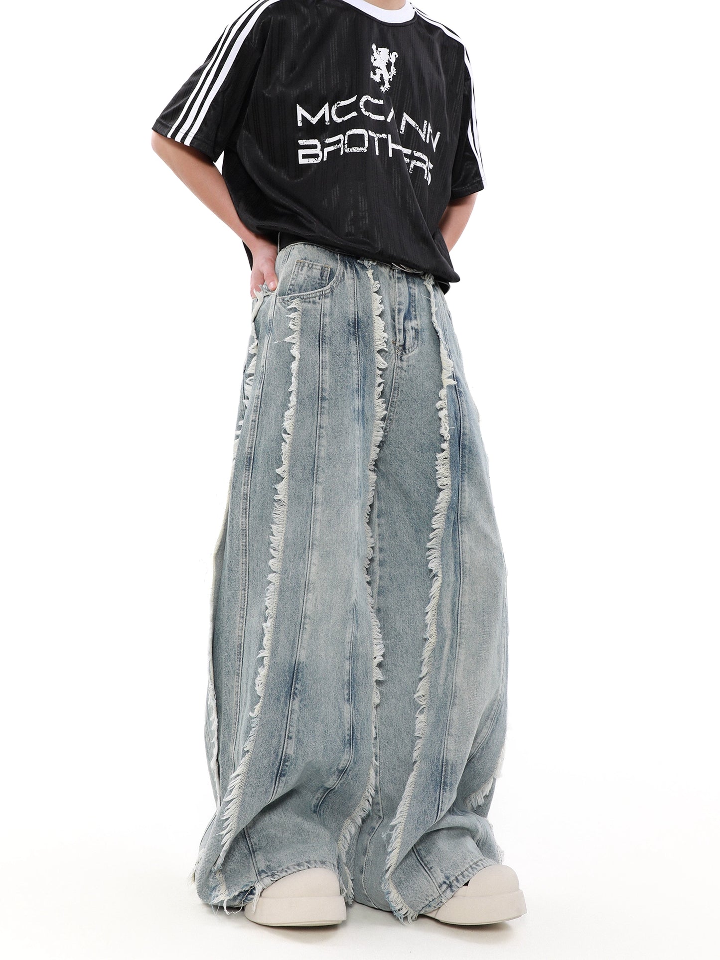 Tassel Design Wide Leg Denim Jeans WN7554