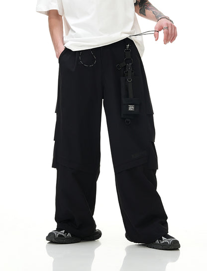 High-neck Detachable Sleeve Sporty Jacket & Wide Leg Sporty Cargo Pants Setup WN9716