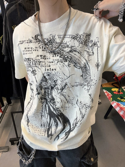 Ilustration Art Print Oversize Short Sleeve T-Shirt WN16734