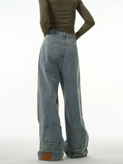 Inverted Design Wide-leg Denim Jeans WN5160