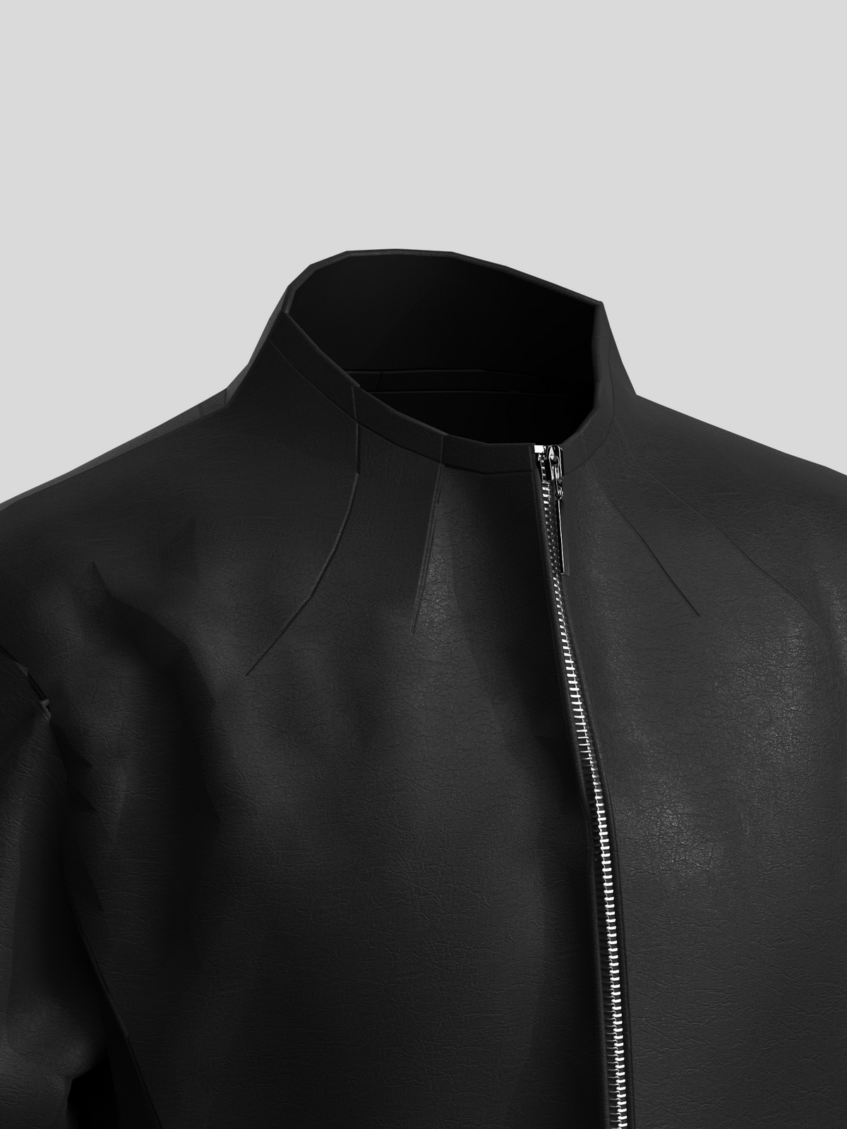 Matte Stand Neck Zipper PU Leather Jacket WN27124