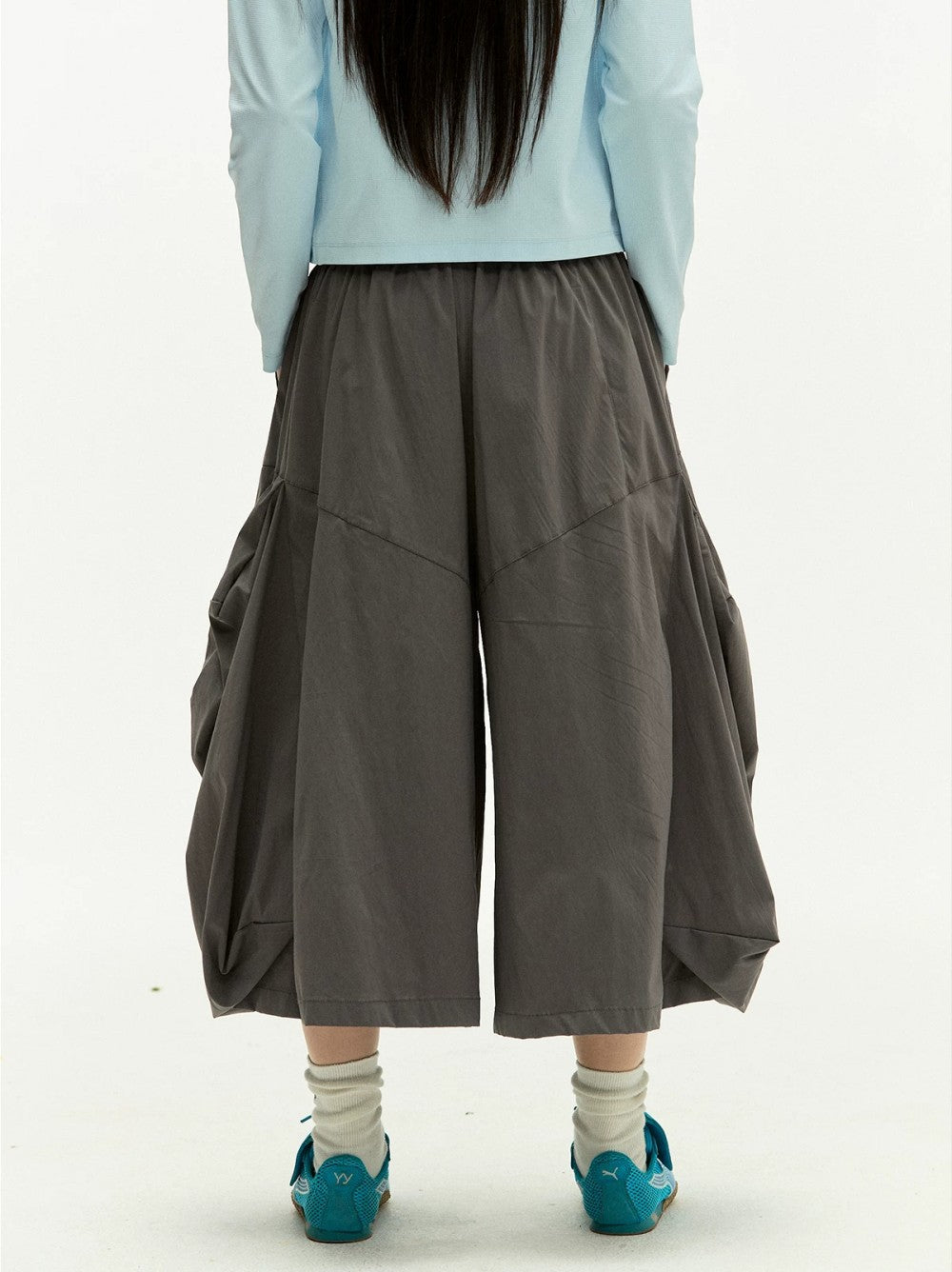 Utility 3D Pocket Wide Leg Cargo Half Pants WN27888