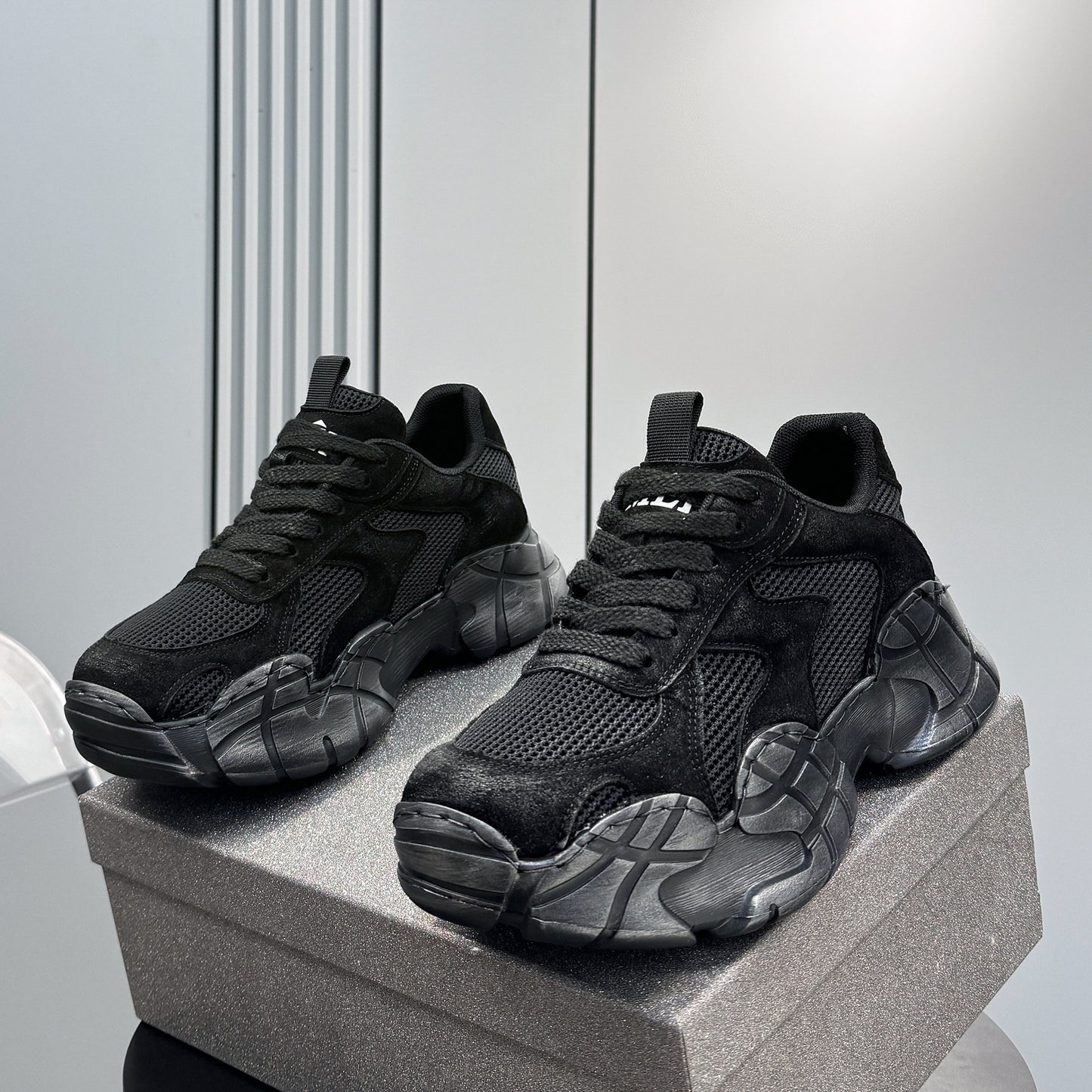 Platform Chunky Mesh Lace-Up Sneakers WN24829